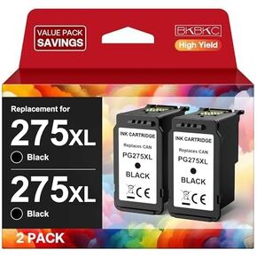 275XL Black Ink Cartridge Value Pack Replacement for Canon PG-275 XL 275 XL Ink Compatible with TS3520 TS3522 TR4720 TR4722 Printer (2 Black)