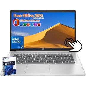 HP 17 inch Touchscreen Laptop, Intel 10-Core 7 150U, 64 GB RAM, 4 TB SSD, 17.3 inch Touchscreen HD+, Long Battery Life, Fast Charge, WiFi 6, Bluetooth 5.3, Win 11 Pro, Microsoft Office Pro Lifetime