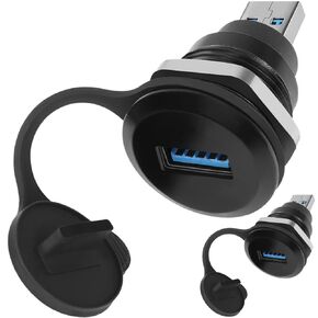 USB3.0 من الذكور إلى محول جبل لوحة ، 5 جيجابت في الثانية USB3.0 قابس أنثى لمقبس الذكور مع غطاء مقاوم للماء ، مقبس موصل البيانات USB3.0 للشاحن ، سطح المكتب