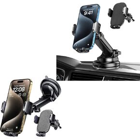 Qifutan Dash Mounted Phone Holders for Your Car Dash Phone Mount for Car Dashboard Air Vent Multi-Mount 3 in 1