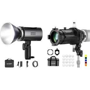 NEEWER MS150 LED Video Light Mini COB Continuous Output Lighting with LS-48 20° Spotlight Snoot, 2.4G/APP Control, 130W 5600K Studio Daylight, Bowens Mount, 66800lux/1m, CRI 97+/TLCI 98+, 9 Effects
