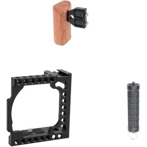 CAMVATE DSLR Wood Wooden Handle Grip + Camera Cage + Handle Hand Grip Stabilizer