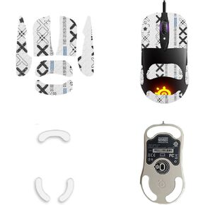 Mouse Grip Tape Full Coverage for SteelSeries Sensei RAW/Ten/Xai, Mouse Anti Slip Grip Tape,Self-Adhesive Sweat-Resistant Professional Mice Upgrade Kit(Foot pad + White Mouse Grip Tape)