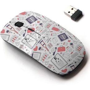 2.4G Wireless Mouse with Cute Pattern Design for All Laptops and Desktops with Nano Receiver - Medical Pharmaceutical Hospital