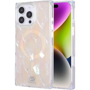 Cocomii - حالة المستطيل متوافقة مع iPhone 16 Pro Max - متوافق مع Magsafe ، الأم الحقيقية للؤلؤة ، صدف أوبالسنت ، حالة هاتف لامع ومغنطي