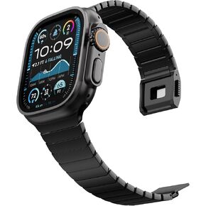 Titanium Band for Apple Watch Ultra 2 / Ultra 49mm / Series 10 46mm, Adjustable Titanium Watch Band for Men, Premium Color Matching Watch Link with DLC Scratch Resistant Coating-Titanium