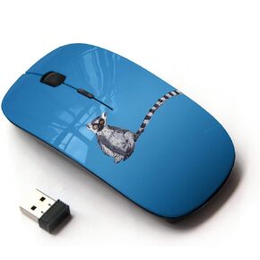[ Optical 2.4G Wireless Mouse [ Long Tail Grey White Animal Ring Tailed Lemur Rainforest ]
