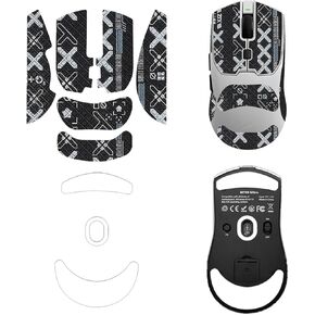Mouse Grip Tape for Delux M700PRO, Rounded Curved Edges Mouse Feet Skates,Self-Adhesive PreCut Sweat-Resistant Professional Mice Upgrade Kit(Foot pad + Black Mouse Grip Tape)
