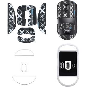 Mouse Grip Tape for Cherry XTRFY M68/M68 Pro, Rounded Curved Edges Mouse Feet Skates,Self-Adhesive PreCut Sweat-Resistant Professional Mice Upgrade Kit(Foot pad + Black Mouse Grip Tape)
