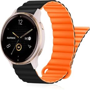 Watch Bands Compatible with Garmin Venu 3S/Vivoactive 4S/Venu 2S/Vivomove 3S,18mm Double Sided Silicone Magnetic Watch Band Soft Sport Strap for Garmin Forerunner 255S/255S Music/265S