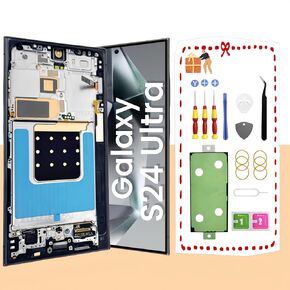 AMOLED Original Galaxy S24 Ultra 5G Screen Replacement for Samsung Galaxy S24 Ultra LCD Screen Touch Digitizer Display with Frame S928U S928A 6.8 inch (not 6.78)(Titanium Black)
