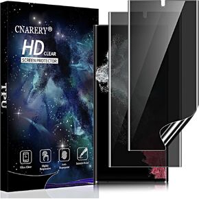 2 Pack Privacy Screen Protector for Samsung Galaxy S22 Ultra[Not Glass], Anti-spy Flexible TPU Screen Protector, Support Fingerprint 3D Curved Full Coverage