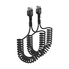 BASEUS USB Type C Cable للسيارة ، 2-Pack 3.3ft 100W قابلة للسحب USB A إلى USB C سلك الشاحن السريع ، كابل نايلون مضفر من النايلون متوافق مع iPhone15/Pro/Plus/Pro Max ، Galaxy S24 S23 ، ملاحظة 20