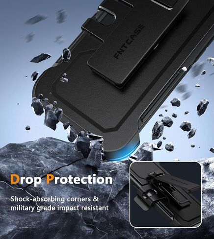 FNTCASE for iPhone 16e Phone Case: for iPhone 16E Case 2025 Heavy Duty Drop Protection with Rugged Belt-Clip Holster Military Grade Shockproof Durable Protective Cell Phone Cover (Black) in Saudi Arabia