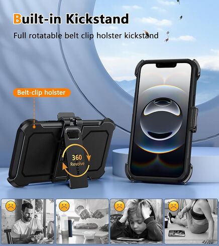 FNTCASE for iPhone 16e Phone Case: for iPhone 16E Case 2025 Heavy Duty Drop Protection with Rugged Belt-Clip Holster Military Grade Shockproof Durable Protective Cell Phone Cover (Black) in Saudi Arabia