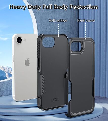 Fntcase for iPhone 16e Phone Case: for iPhone 16E Case 2025 حماية انخفاض بالخدمة الثقيلة مع غطاء الهاتف الخليوي العسكري المقاوم للصفات العسكرية (أسود) (أسود) in Kuwait