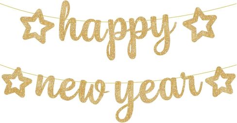 KatchOn, Big Happy New Year Banner Rose Gold - Pre-Strung, 10 Feet | Rose Gold Happy New Year Decorations 2025 | New Year Sign for Rose Gold New Years Decorations 2025 | 2025 New Years Decorations in Saudi Arabia