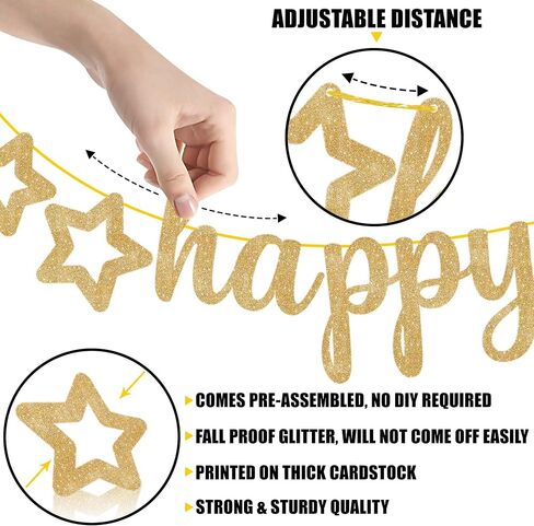 KatchOn, Big Happy New Year Banner Rose Gold - Pre-Strung, 10 Feet | Rose Gold Happy New Year Decorations 2025 | New Year Sign for Rose Gold New Years Decorations 2025 | 2025 New Years Decorations in Saudi Arabia