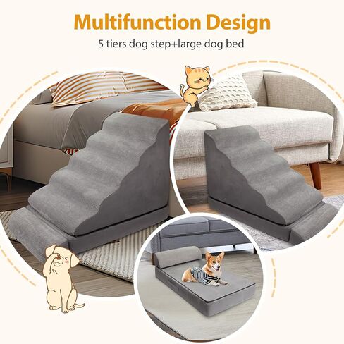 سلالم للكلاب للسرير المرتفع، سلالم وخطوات للكلاب بارتفاع 29 بوصة للأسرة العالية 25-30 بوصة، خطوات للكلاب بـ 6 خطوات للكلاب والقطط الصغيرة، سلالم للحيوانات الأليفة متوازنة غير قابلة للانزلاق للكلاب الصغيرة والحيوانات الأليفة الأكبر سنًا in Kuwait