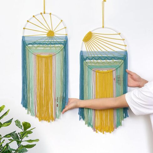 MEIVINES Macrame Wall Hanging, 11.8x27.6 Inches Boho Wall Decor, Sun Tapestry Wall Art Dream Catchers, Woven Hanging Tapestry Tassels Handmade Colorful Tapestry for Bedroom Living Room Nursery Apartment in Saudi Arabia