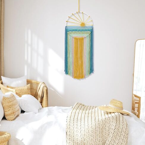 MEIVINES Macrame Wall Hanging, 11.8x27.6 Inches Boho Wall Decor, Sun Tapestry Wall Art Dream Catchers, Woven Hanging Tapestry Tassels Handmade Colorful Tapestry for Bedroom Living Room Nursery Apartment in Saudi Arabia