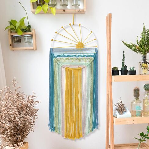 MEIVINES Macrame Wall Hanging, 11.8x27.6 Inches Boho Wall Decor, Sun Tapestry Wall Art Dream Catchers, Woven Hanging Tapestry Tassels Handmade Colorful Tapestry for Bedroom Living Room Nursery Apartment in Saudi Arabia