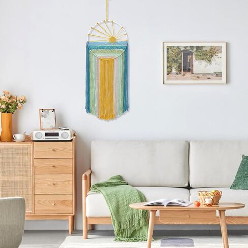 MEIVINES Macrame Wall Hanging, 11.8x27.6 Inches Boho Wall Decor, Sun Tapestry Wall Art Dream Catchers, Woven Hanging Tapestry Tassels Handmade Colorful Tapestry for Bedroom Living Room Nursery Apartment in Saudi Arabia