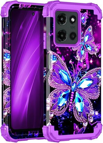 Miqala for Moto G 5G 2025 Case ، توهج في الطبقة المظلمة الثلاثة للخدمة الثقيلة ، الحماية الكاملة من الصدمات الكاملة المصد من البلاستيك الصلب+حالة حماية سيليكون ناعمة لـ Motorola Moto G 5G 2025 ، Amaranth Dark in Kuwait