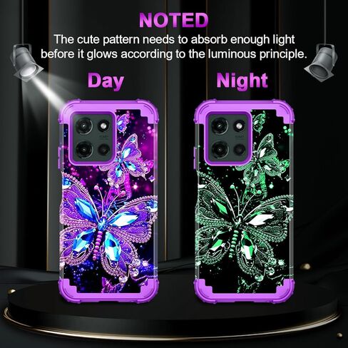 Miqala for Moto G 5G 2025 Case ، توهج في الطبقة المظلمة الثلاثة للخدمة الثقيلة ، الحماية الكاملة من الصدمات الكاملة المصد من البلاستيك الصلب+حالة حماية سيليكون ناعمة لـ Motorola Moto G 5G 2025 ، Amaranth Dark in Kuwait