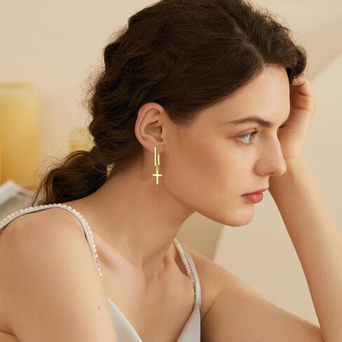 أقراط من الفضة الإسترلينية عيار 925 مضادة للحساسية، أقراط أنيقة ذات لونين على شكل قلب/نجمة/قمر/برق للنساء (مع صندوق هدايا) in Kuwait