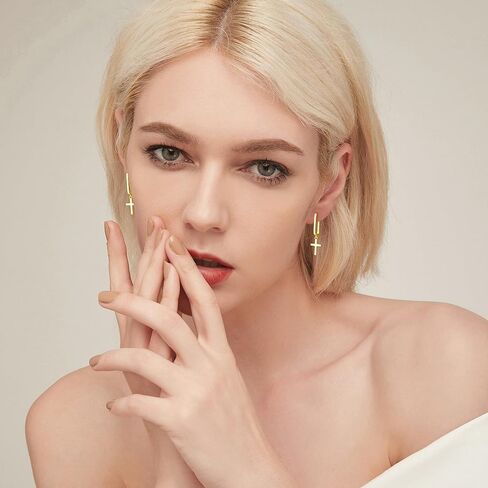 أقراط من الفضة الإسترلينية عيار 925 مضادة للحساسية، أقراط أنيقة ذات لونين على شكل قلب/نجمة/قمر/برق للنساء (مع صندوق هدايا) in Kuwait