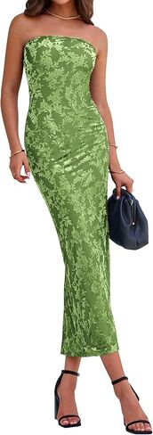 BTFBM Women Spring Dresses 2025 Elegant Wedding Guest Dresses Bodycon Tube Maxi Dress Split Floral Cocktail Dress in Kuwait