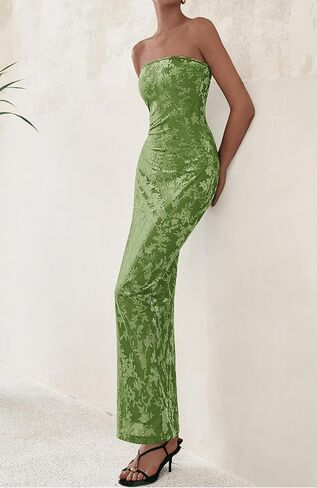 BTFBM Women Spring Dresses 2025 Elegant Wedding Guest Dresses Bodycon Tube Maxi Dress Split Floral Cocktail Dress in Kuwait