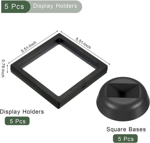 YOKIVE 3D Floating Display Case, Coin Display Holder Stands Frame Display Case, Holder with Base, Great for Challenge Coin Medal (Black, 5.5x5.5-Inch) in Saudi Arabia