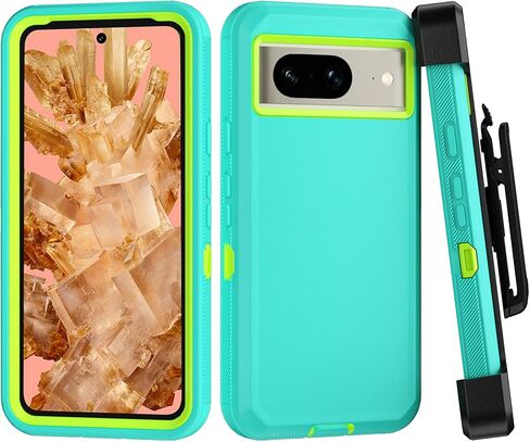 Phone Case for Google Pixel 8 Case,Heavy Duty Hard Shockproof Armor Protector Case Cover with Belt Clip Holster for Google Pixel 8 2023Phone Case (Black+Orange) in Saudi Arabia