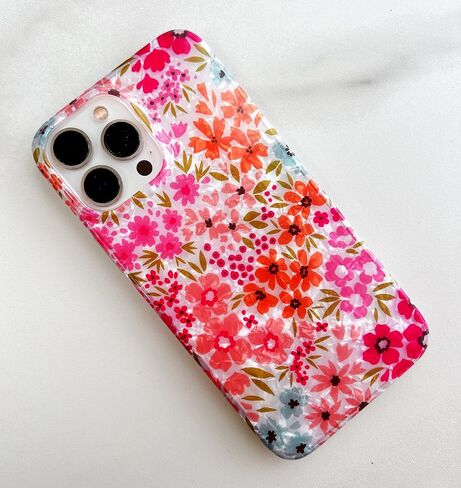 Qokey for iPhone 15 Pro Case 6.1", Cute Clear Flowers Case for Girls Women Shell Pattern Soft Lightweight Slim Fit TPU Shockproof Phone Case for iPhone 15 Pro 6.1", Pink Garden Floral in Saudi Arabia