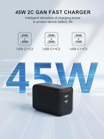 [عبوة من قطعتين] شاحن USB C بقدرة 45 وات - شاحن حائط سامسونج فائق السرعة من النوع C لهاتف Samsung Galaxy S22/S22+/S22 Ultra/S21 Ultra/S21/S21 Plus/S20 Ultra/S20/S20+/Note 20/10/S10/S9 /S8 مع سلك من النوع C بطول 6 أقدام in Kuwait