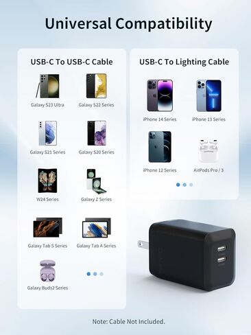 [عبوة من قطعتين] شاحن USB C بقدرة 45 وات - شاحن حائط سامسونج فائق السرعة من النوع C لهاتف Samsung Galaxy S22/S22+/S22 Ultra/S21 Ultra/S21/S21 Plus/S20 Ultra/S20/S20+/Note 20/10/S10/S9 /S8 مع سلك من النوع C بطول 6 أقدام in Kuwait