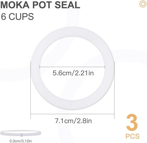 1 Filter and 3 Silicone Gasket Seals Replacement for Aluminium Moka Pot and Stovetop Espresso Coffee Maker (3 Cup) in Saudi Arabia