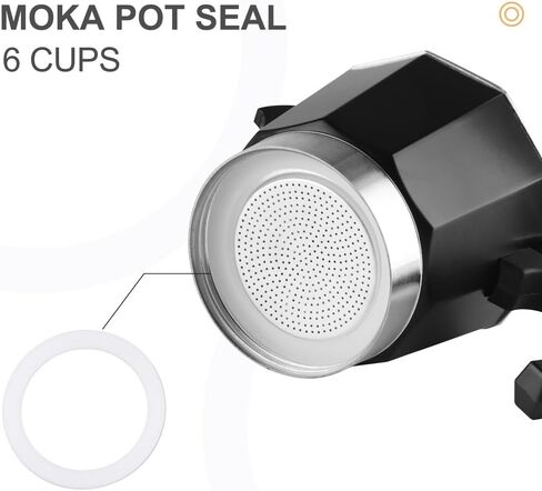 1 Filter and 3 Silicone Gasket Seals Replacement for Aluminium Moka Pot and Stovetop Espresso Coffee Maker (3 Cup) in Saudi Arabia