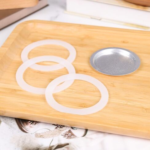 1 Filter and 3 Silicone Gasket Seals Replacement for Aluminium Moka Pot and Stovetop Espresso Coffee Maker (3 Cup) in Saudi Arabia