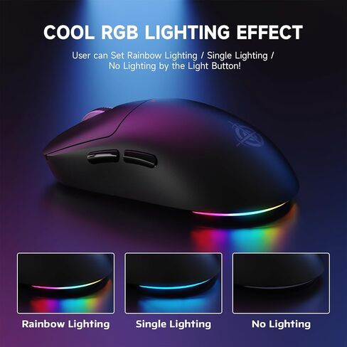 MAGIC-REFINER G6 Wireless Gaming Mouse,24000 DPI Adjustable,72g Lightweight Mouse,1000Hz Polling Rate,Tir-Mode BT/2.4G/ Wired Gaming Mouse,750mAh Battery,with Grip Tape for Gamer/Office/PC/Mac,Black in Kuwait