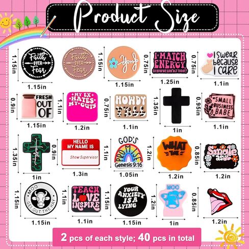 Zeyune 40 Pcs Silicone Focal Beads for Pens, Colorful Silicone Beads for Keychain Making DIY Gift Necklace Bracelet Jewelry(Inspirational Style) in Kuwait