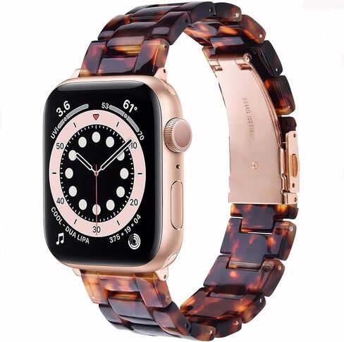 Resin Bands Compatible with Apple Watch Bands for Women Lightweight Tortoiseshell Watch Strap 38mm 40mm 41mm 42mm S10 Dressy Watches Band Wristband for iwatch Series 9/8/7/6/5/4/3/2/1/SE in Saudi Arabia