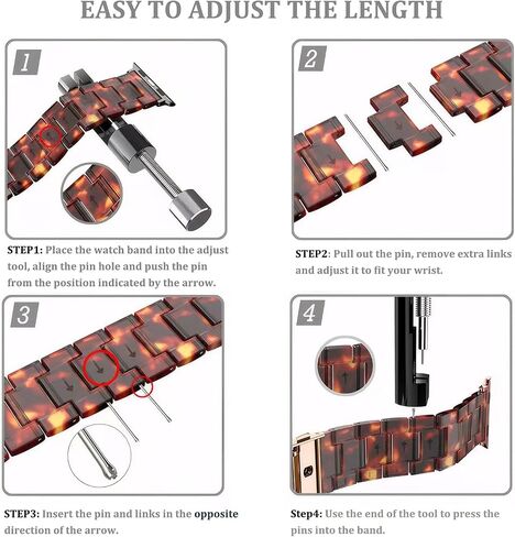 Resin Bands Compatible with Apple Watch Bands for Women Lightweight Tortoiseshell Watch Strap 38mm 40mm 41mm 42mm S10 Dressy Watches Band Wristband for iwatch Series 9/8/7/6/5/4/3/2/1/SE in Saudi Arabia