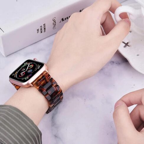 Resin Bands Compatible with Apple Watch Bands for Women Lightweight Tortoiseshell Watch Strap 38mm 40mm 41mm 42mm S10 Dressy Watches Band Wristband for iwatch Series 9/8/7/6/5/4/3/2/1/SE in Saudi Arabia