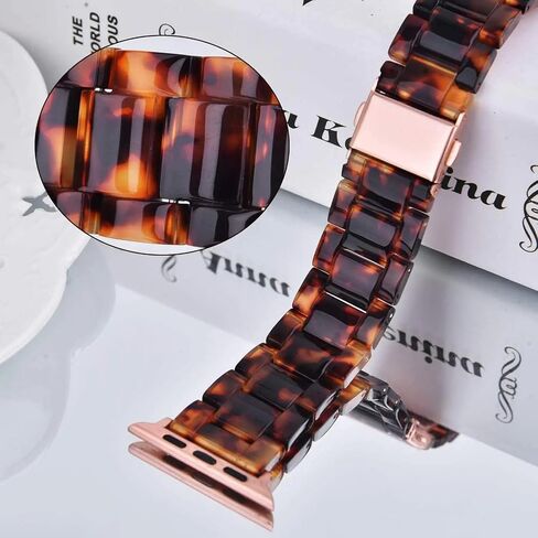 Resin Bands Compatible with Apple Watch Bands for Women Lightweight Tortoiseshell Watch Strap 38mm 40mm 41mm 42mm S10 Dressy Watches Band Wristband for iwatch Series 9/8/7/6/5/4/3/2/1/SE in Saudi Arabia