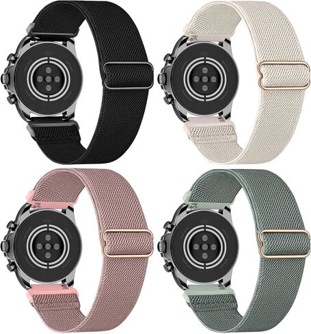 4 Pack Multicolor 18mm 22mm Stretchy Nylon Watch Bands Compatible with Fossil Watches in Saudi Arabia