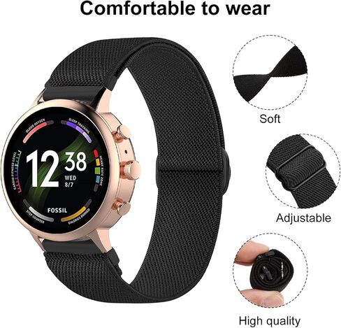 4 Pack Multicolor 18mm 22mm Stretchy Nylon Watch Bands Compatible with Fossil Watches in Saudi Arabia