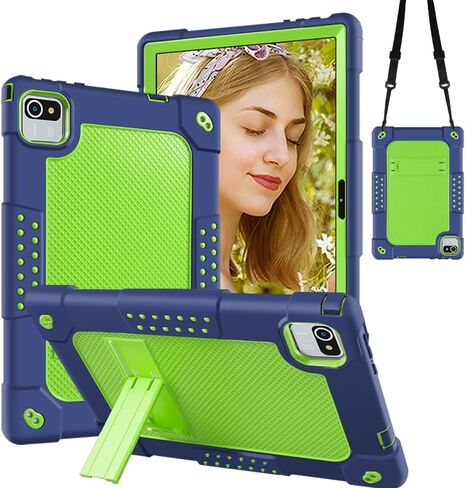 for ZZB 10 Inch Tablet Case,for MB1001 10.1 Tablet Case Kids Friendly Shockproof Shoulder Strap Shell for CZZ/Okaysea 10.1/HAPPYBE/ANYLAKE/Freeski OLEXEX Bestski/Velorim Tablet (Navy/Green) in Saudi Arabia